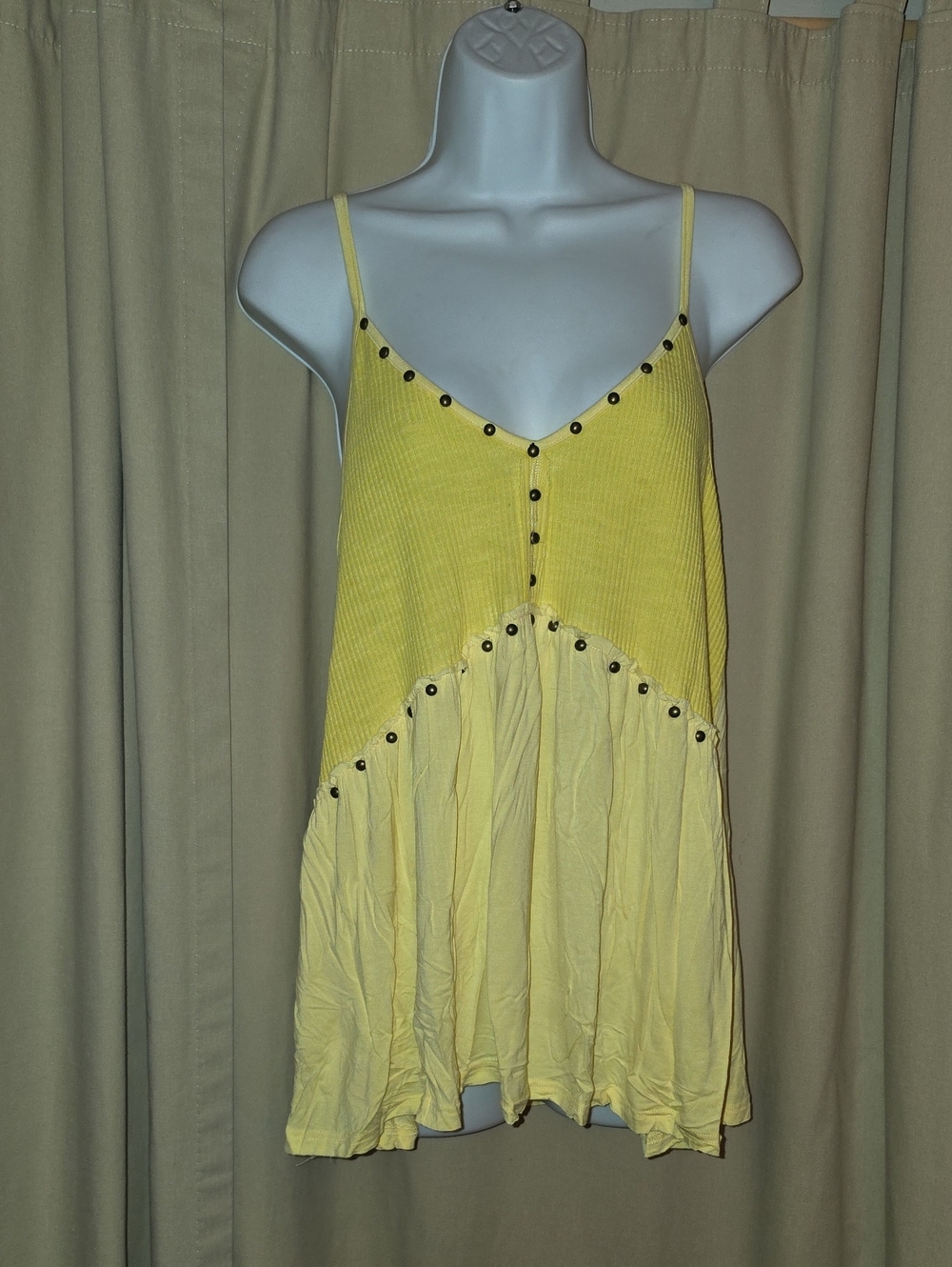 POL Yellow Stud-Trim Spaghetti Strap Camisole NWOT